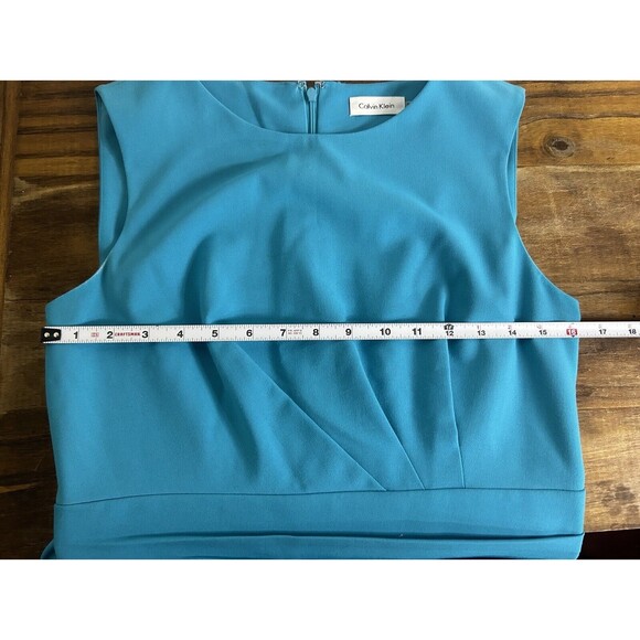 Calvin Klein Women’s Size 6 Sheath Dress Blue Aqua Sleeveless Knee Length - Picture 5 of 9